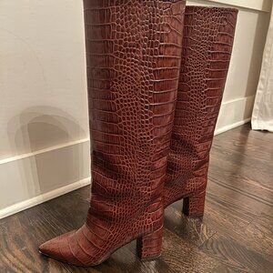 Paris Texas Crocodile-Embossed Leather Boots